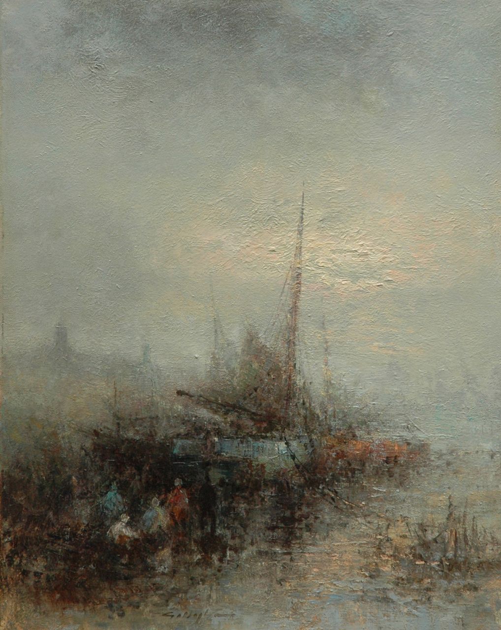 Nijland G.  | G. Nijland | Paintings offered for sale | A moored ship, oil on canvas 40.0 x 51.0 cm, without frame