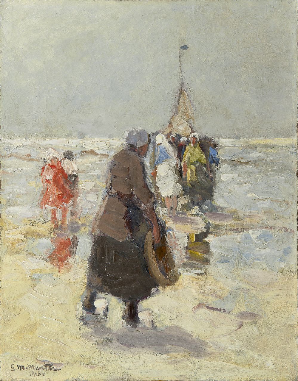Munthe G.A.L.  | Gerhard Arij Ludwig 'Morgenstjerne' Munthe, Collecting the catch, oil on canvas 51.7 x 40.5 cm, signed l.l. and dated 1916