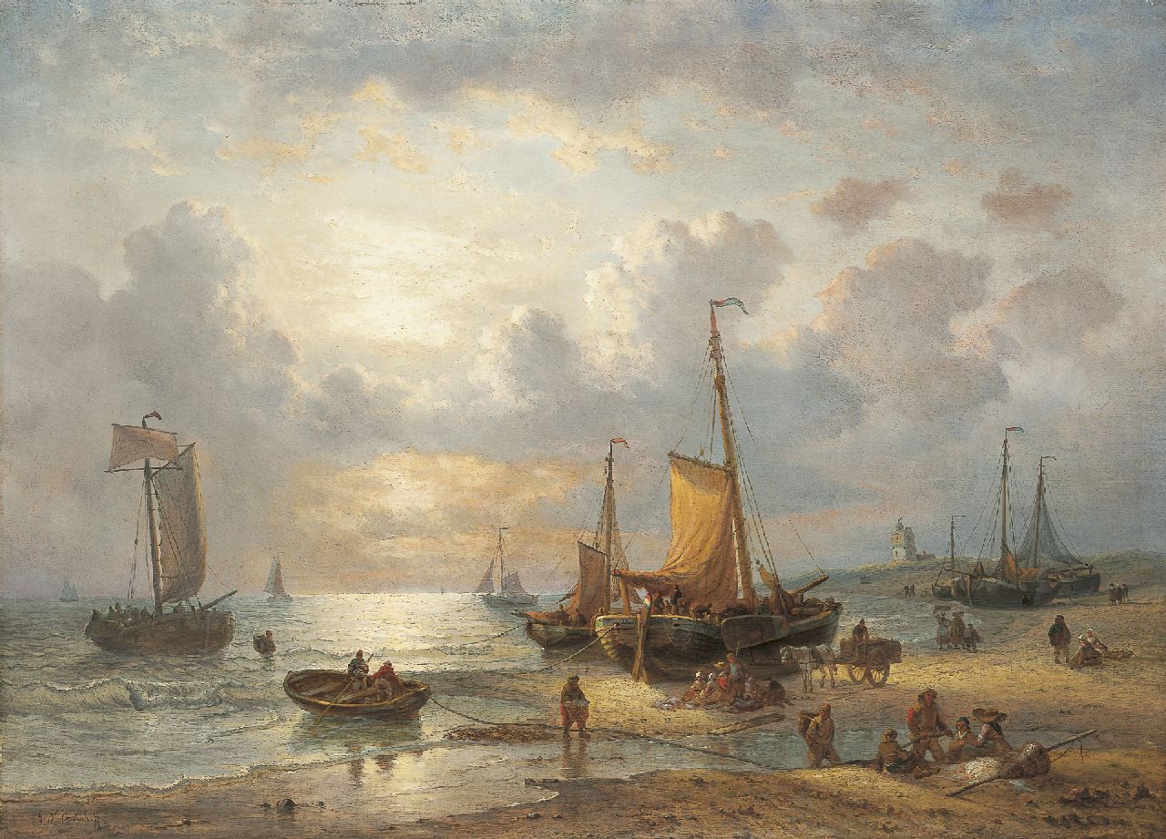Opdenhoff G.W.  | Witzel 'George Willem' Opdenhoff | Paintings offered for sale | Unloading the catch, oil on canvas 70.7 x 97.7 cm, signed l.l.