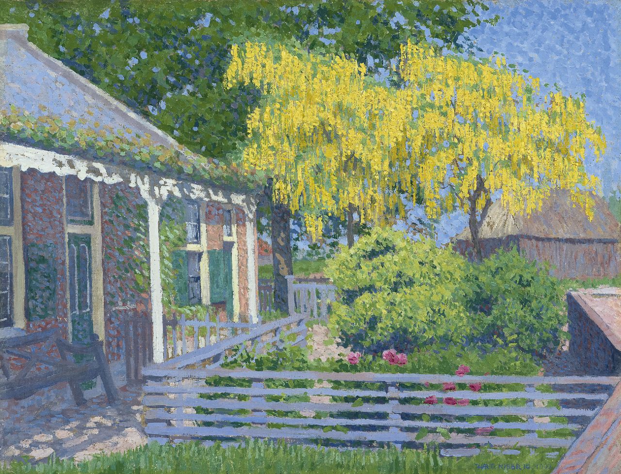 Hart Nibbrig F.  | Ferdinand Hart Nibbrig, Laburnum, oil on canvas 31.7 x 40.1 cm, signed l.r. and dated 1902