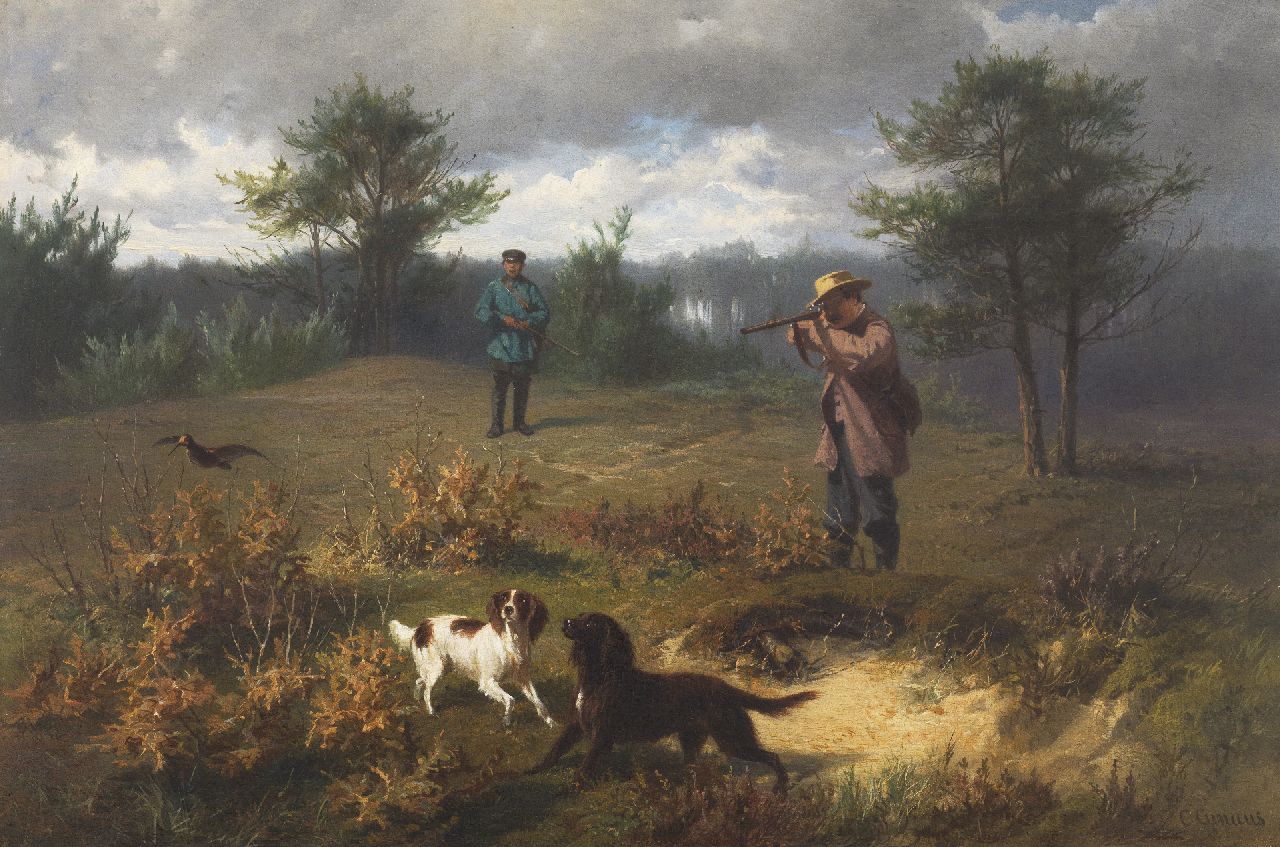 Cunaeus C.  | Conradijn Cunaeus, Hunting snipes, oil on panel 28.5 x 42.4 cm, signed l.r.