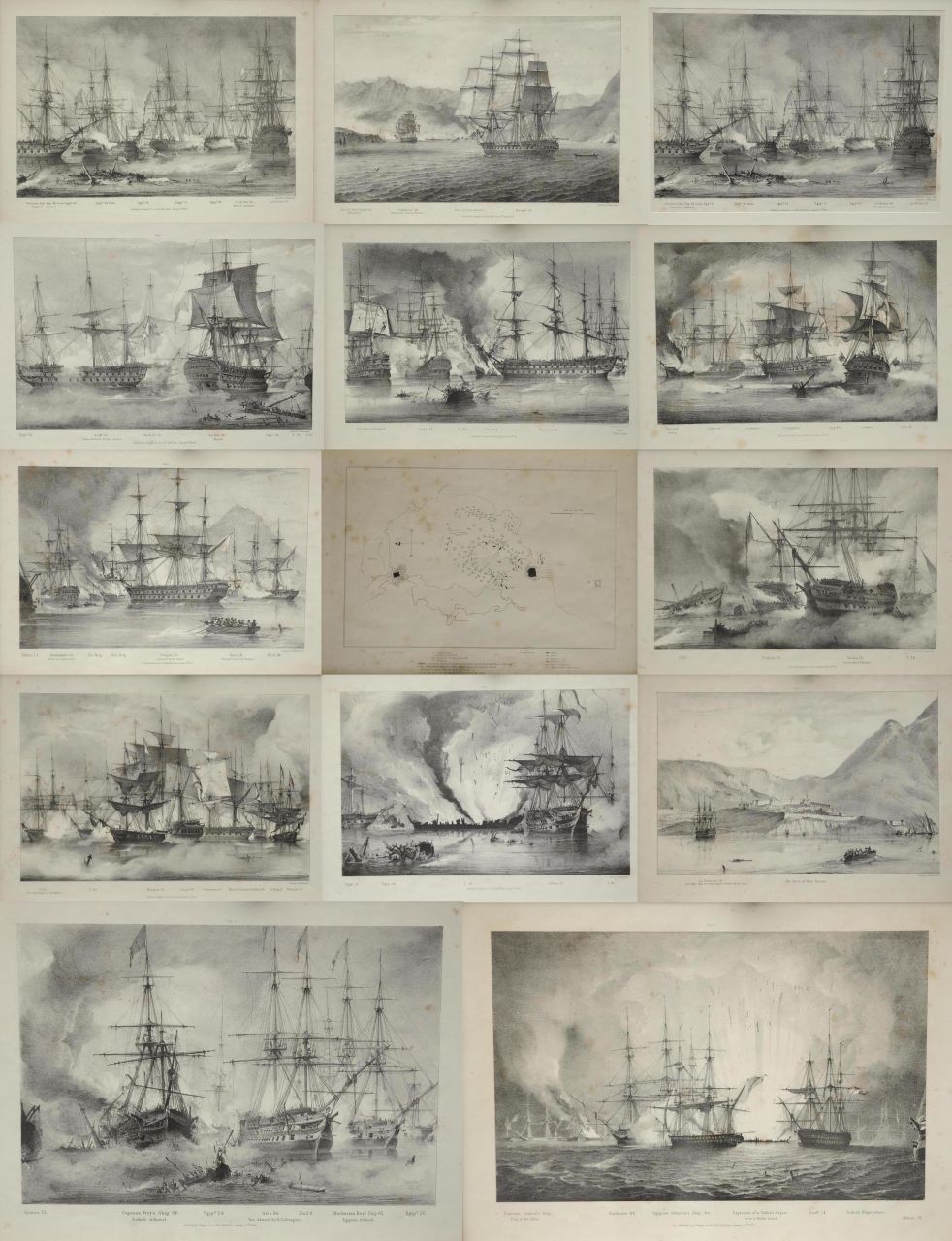 Georg Philip Reinagle | Illustrations of the Battle of Navarino, 1827, etching, 50.5 x 33.5 cm