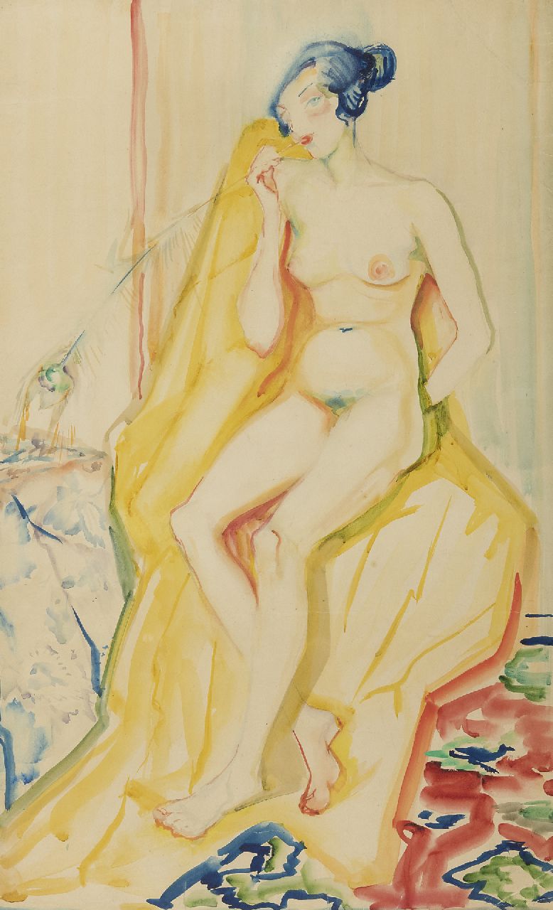 Martens-Pott A.J.  | 'Alida' Jantina Martens-Pott, Nude, watercolour on paper 79.5 x 49.0 cm, painted ca. 1925