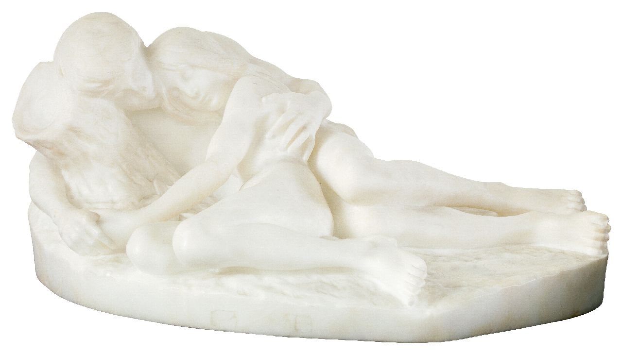 Stephan Abel Sinding | Lovers couple, marble, 56.0 x 33.0 cm, signed on the base