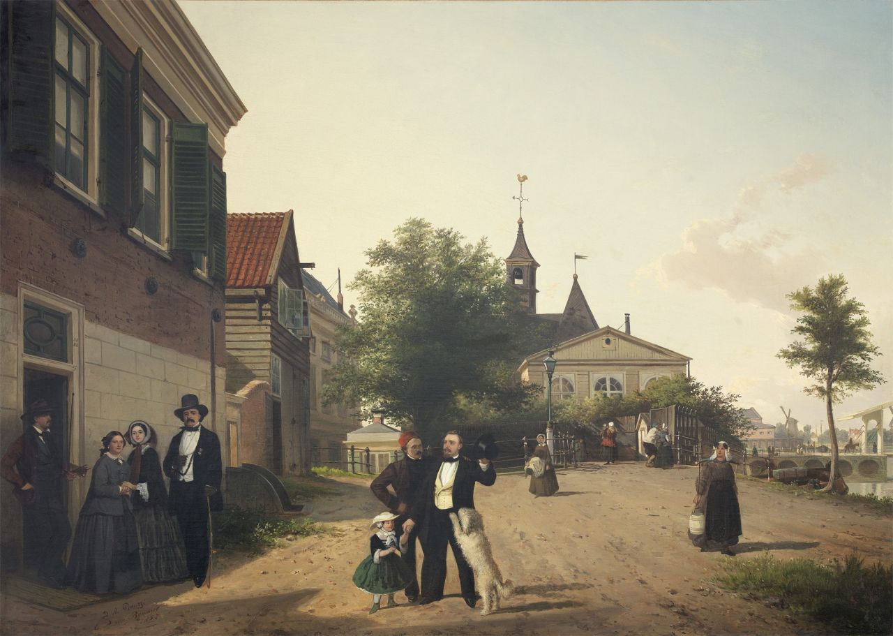Elias Pieter van Bommel & Dominicus Peduzzi | Sunday walk, oil on canvas, 90.0 x 124.9 cm, signed l.l. 'D.A. Peduzzi' and 'E.P. van Bommel' and dated 1857