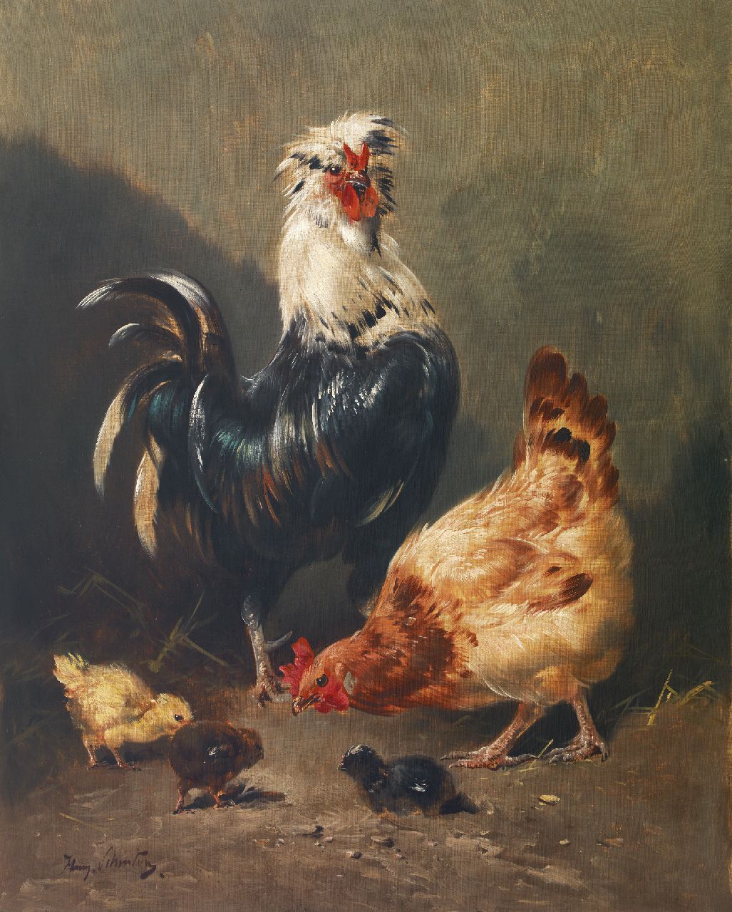 Schouten H.  | Henry Schouten, Fancy poultry in a landscape, oil on canvas 99.9 x 79.8 cm, signed l.l.