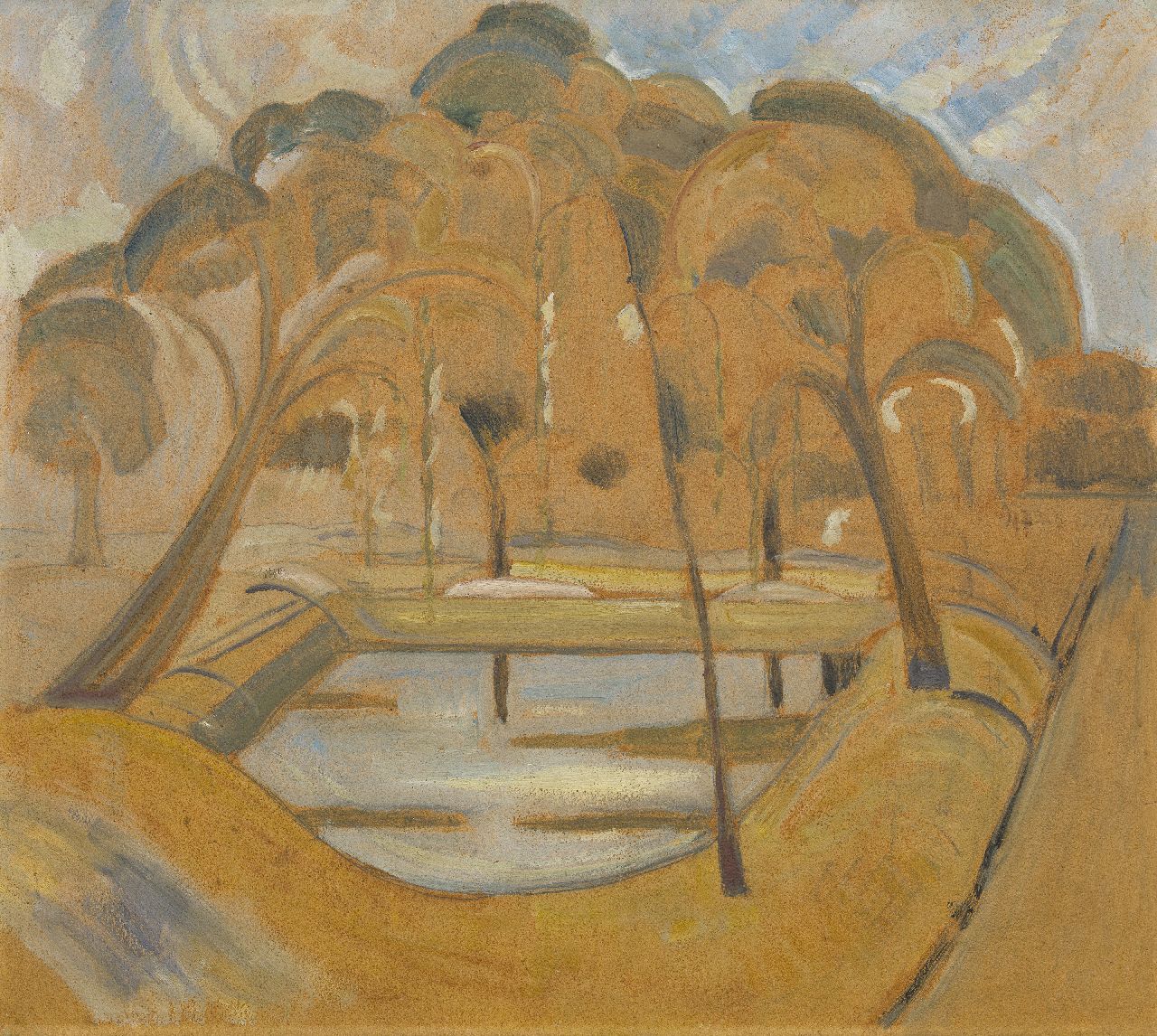 Heemskerck van Beest J.B. van | 'Jacoba' Berendina van Heemskerck van Beest, Parkview, Domburg, oil on board 45.0 x 51.0 cm, painted ca. 1911-1912