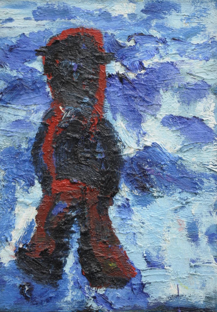 Benner G.  | Gerrit Benner, Figure and sea, oil on canvas 70.0 x 50.0 cm, signed on the reverse