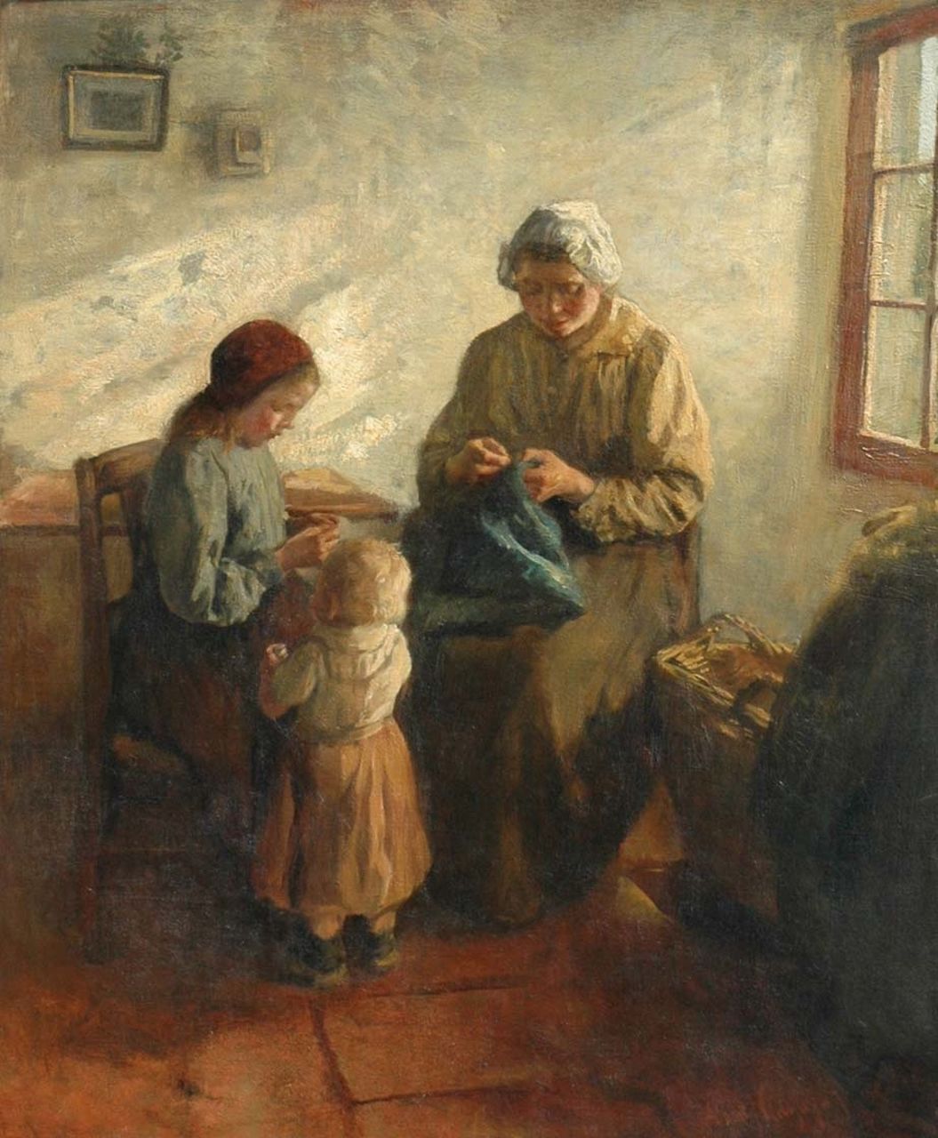 Neuhuys J.A.  | Johannes 'Albert' Neuhuys, The sun shining through the window, oil on canvas 132.3 x 107.8 cm, signed l.r. and painted ca. 1906