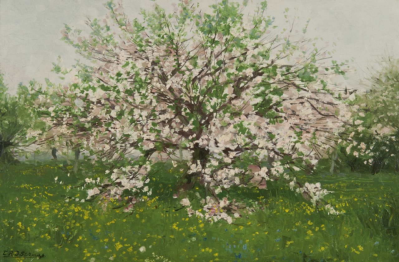 Schaap E.R.D.  | Egbert Rubertus Derk Schaap, Spring, oil on canvas laid down on panel 34.0 x 49.2 cm, signed l.l.