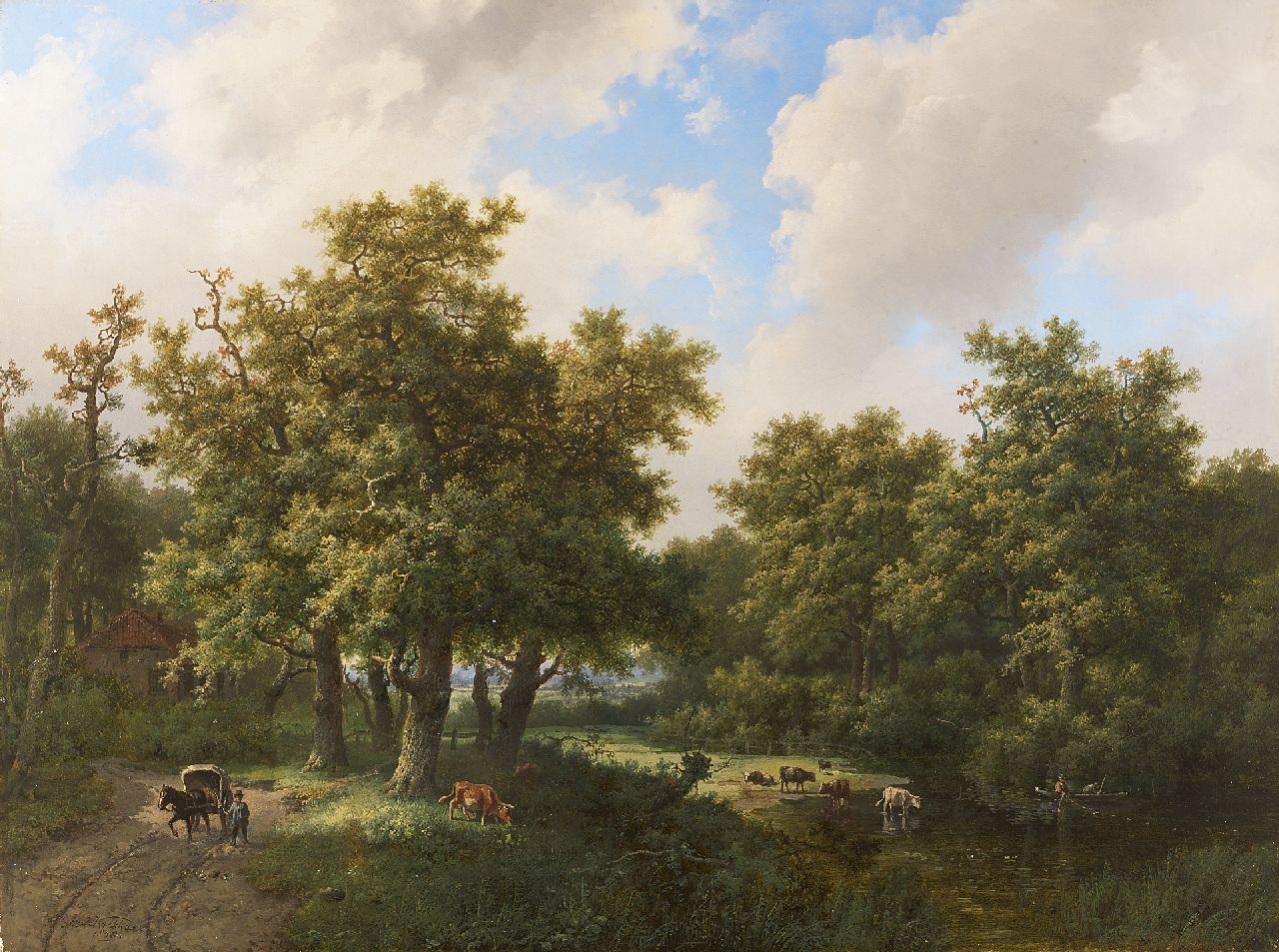 Koekkoek I M.A.  | Marinus Adrianus Koekkoek I, Cattle on a clearing, oil on canvas 46.8 x 62.5 cm, signed l.l. and dated 1858