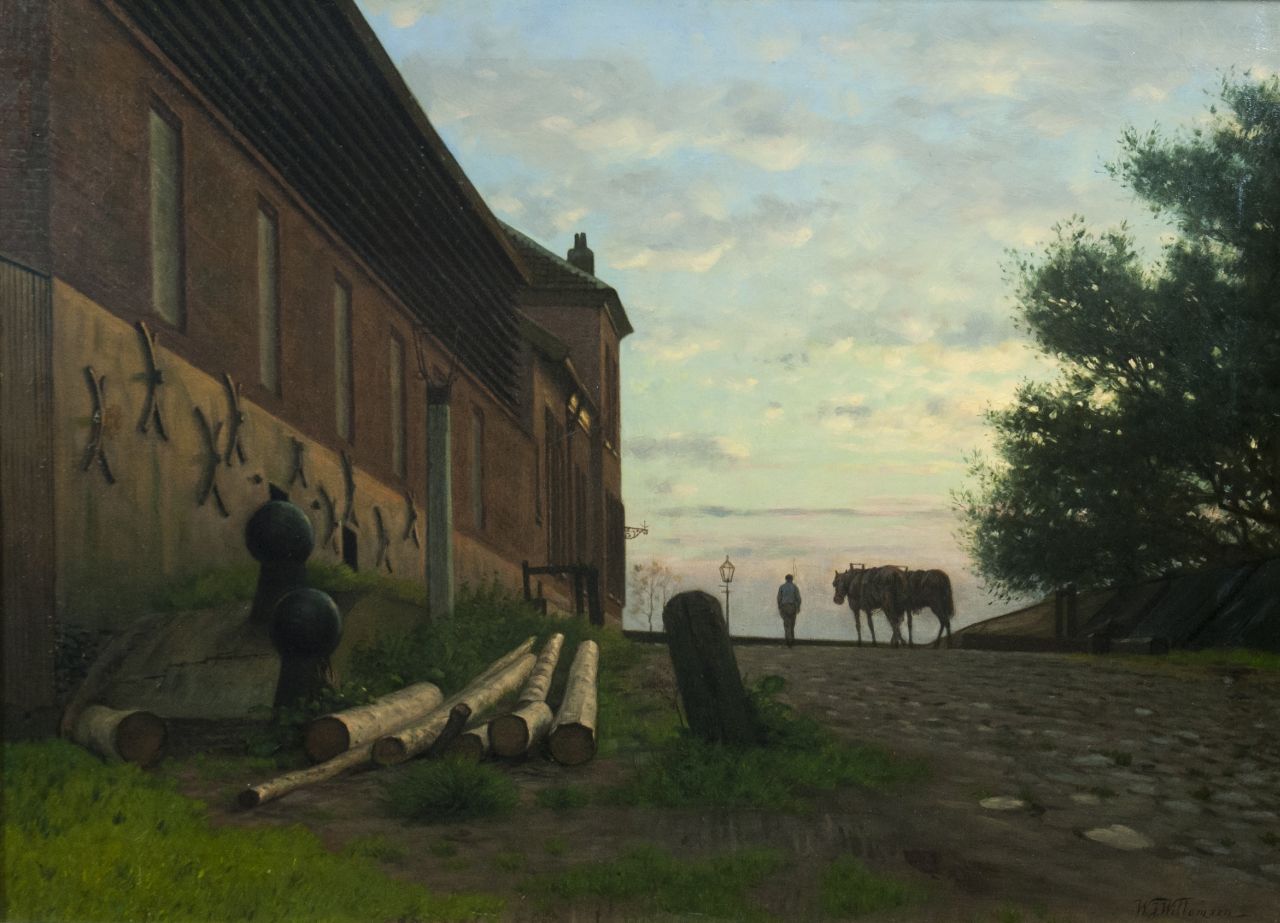 Willem Jan Willemsen | Workman and his horses on the Rijnkade, Arnhem, oil on canvas, 50.5 x 69.9 cm, signed l.r. and without frame