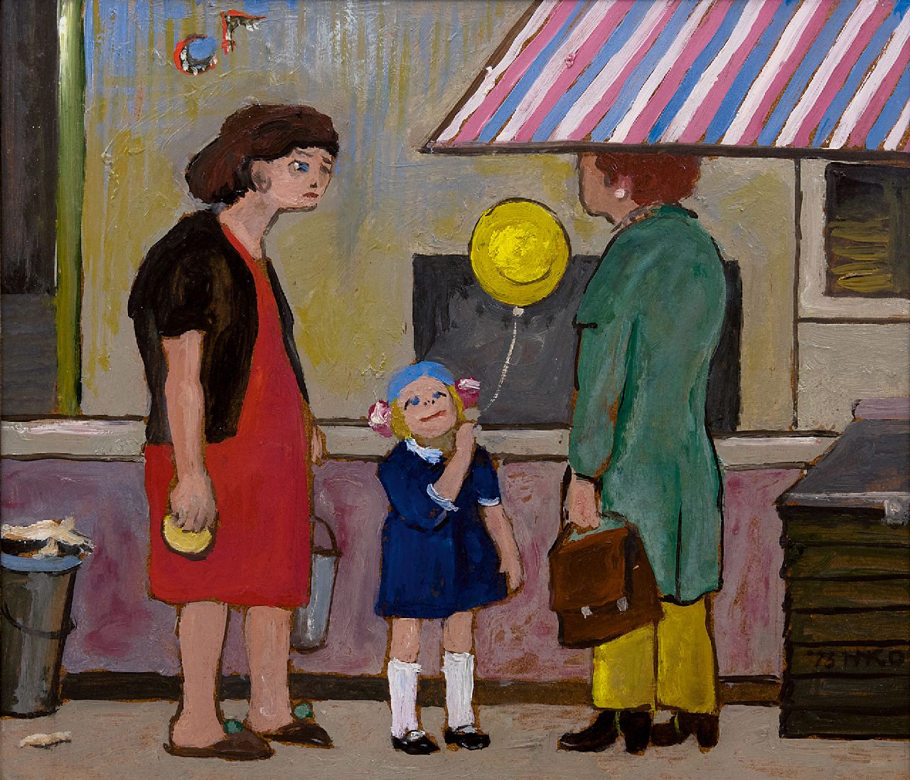 Kamerlingh Onnes H.H.  | 'Harm' Henrick Kamerlingh Onnes | Paintings offered for sale | The yellow balloon, oil on board 26.7 x 31.6 cm, signed l.r. with monogram and dated '73