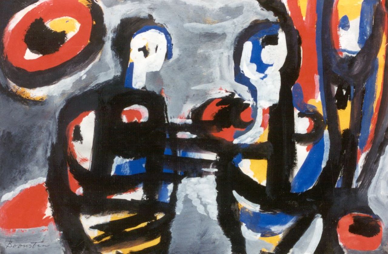 Boonstra K.  | Klaas Boonstra, Two figures, gouache on paper 32.5 x 49.5 cm, signed l.l.