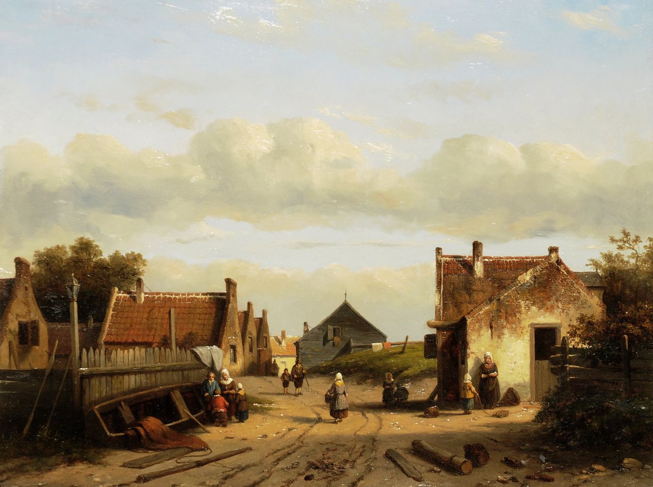 Leickert C.H.J.  | 'Charles' Henri Joseph Leickert | Paintings offered for sale | A Dutch village on the coast, oil on panel 30.2 x 39.8 cm,  dated 1851