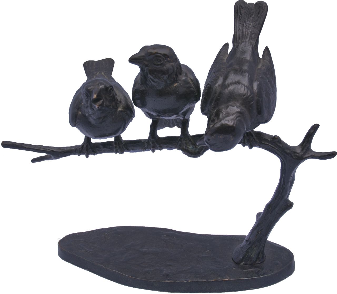 Robra W.C.  | Wilhelm Carl Robra, Birds on a branch, bronze with a black patina 19.3 x 23.8 cm, signed on the base