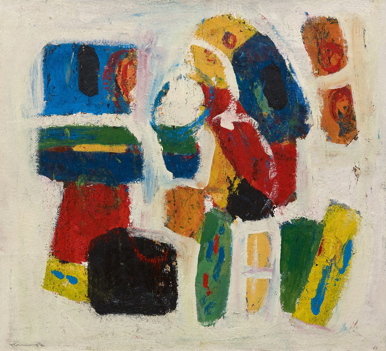 Kropff J.  | Johan 'Joop' Kropff | Paintings offered for sale | Composition, oil on canvas 50.4 x 54.7 cm, signed l.l. and on the reverse and dated '66