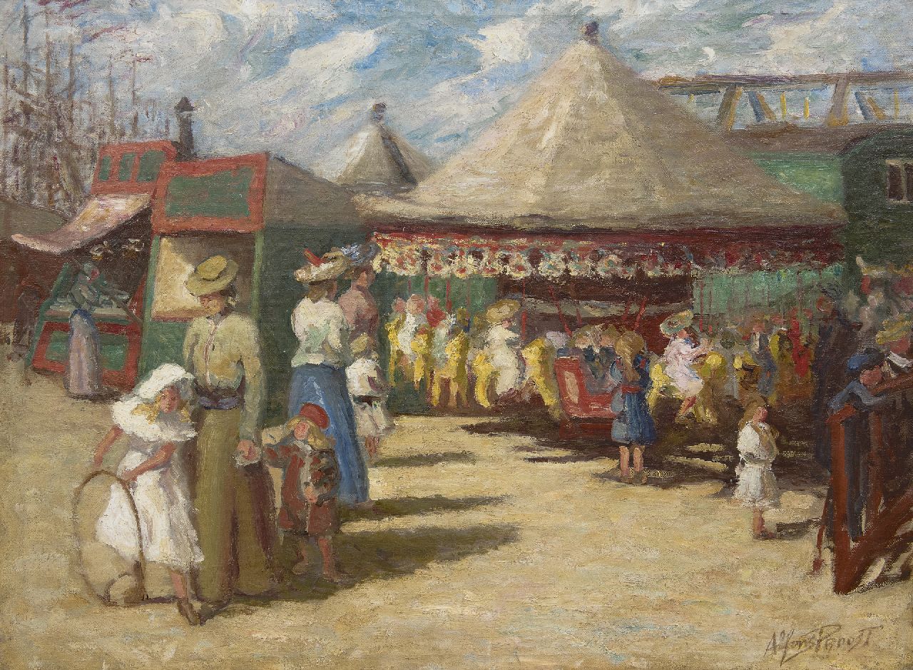 Proost A.  | Alfons Proost, At the fair, oil on canvas 59.5 x 79.9 cm, signed l.r. and painted ca. 1905-1906