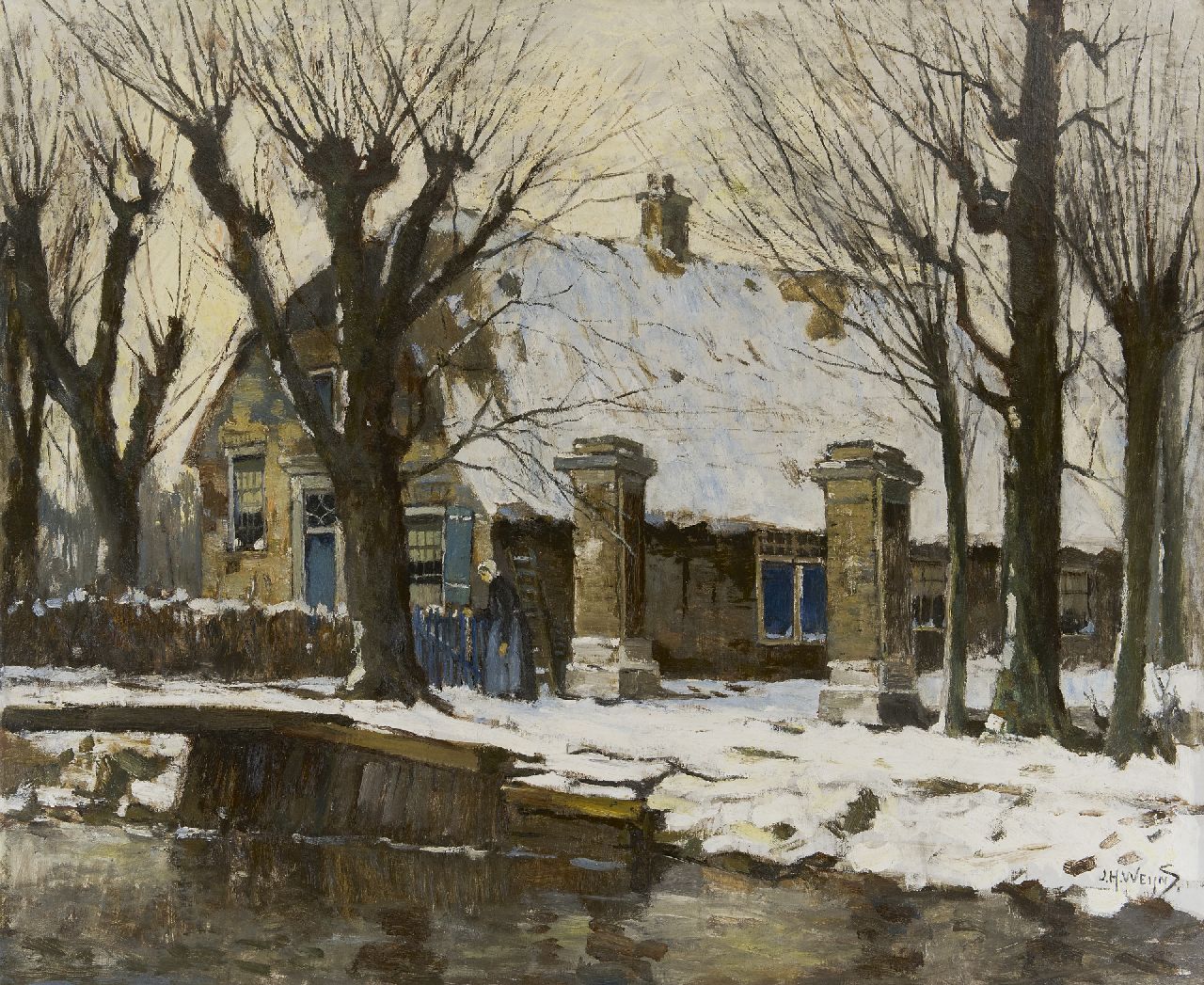 Weijns J.H.  | Jan Harm Weijns, The farmhouse Het Jagthuis on the Beukelsdijk, Rotterdam, oil on canvas 90.8 x 110.5 cm, signed l.r.