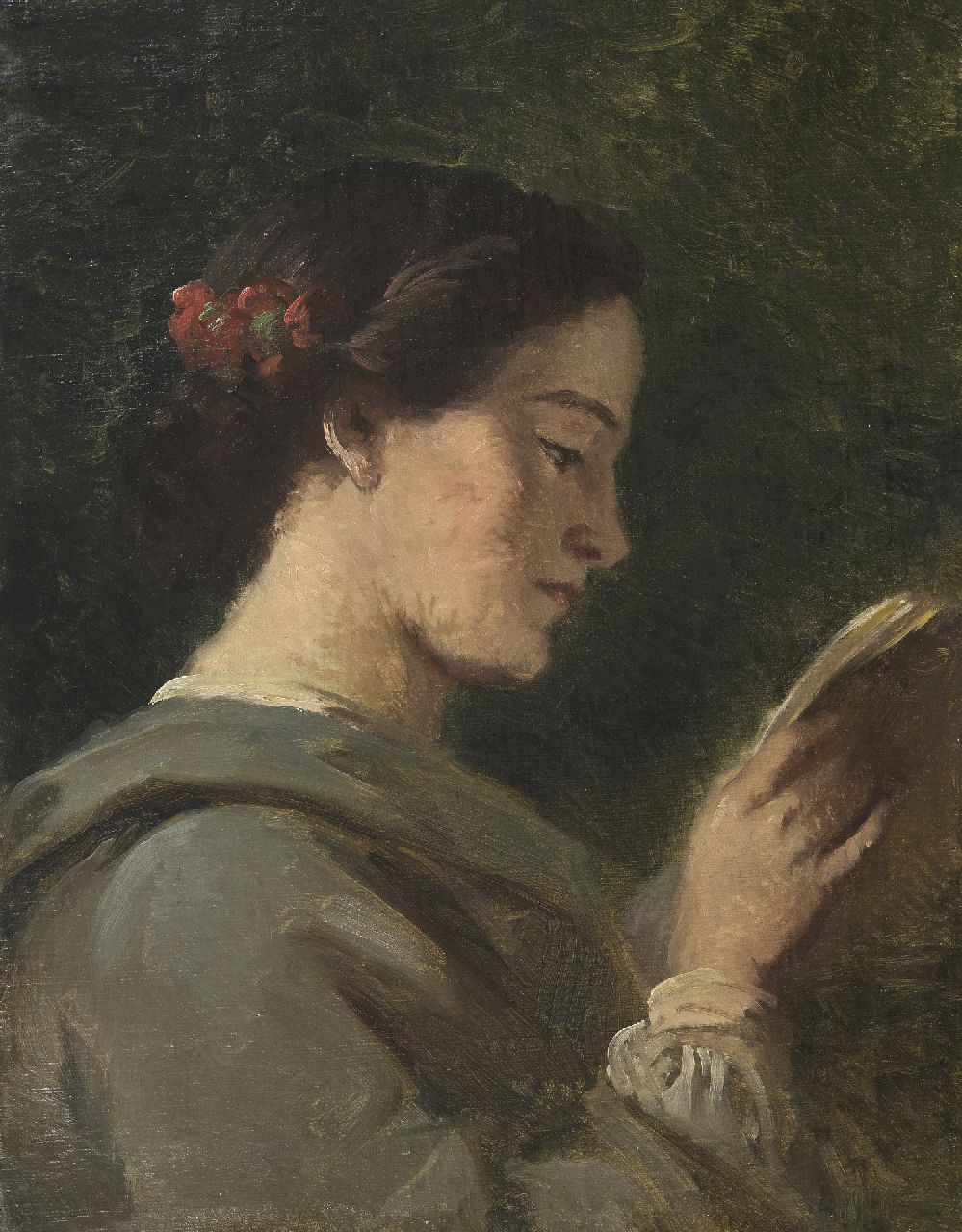 Wijngaerdt P.T. van | Petrus Theodorus 'Piet' van Wijngaerdt | Paintings offered for sale | A young woman reading, oil on canvas 53.6 x 41.7 cm