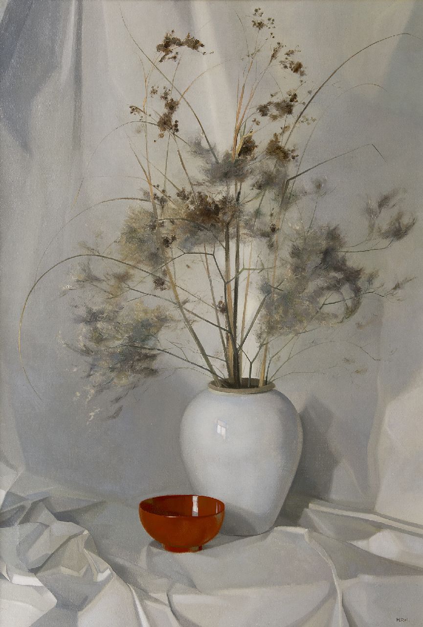 Rol H.  | Henricus Rol, Dried flowers in a vase, oil on canvas 94.2 x 64.1 cm, signed l.r.