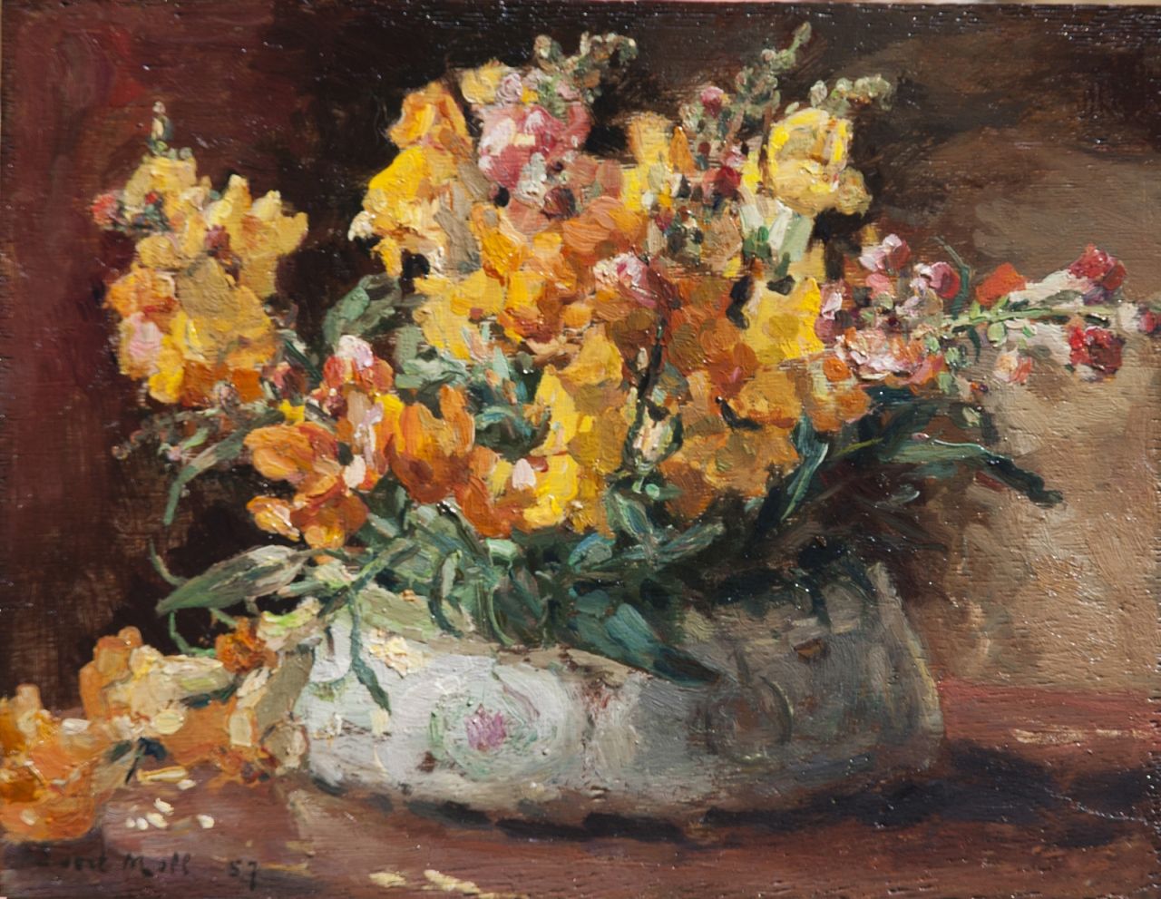 Moll E.  | Evert Moll, Antirrhimum, oil on panel 20.8 x 27.1 cm, signed l.l.