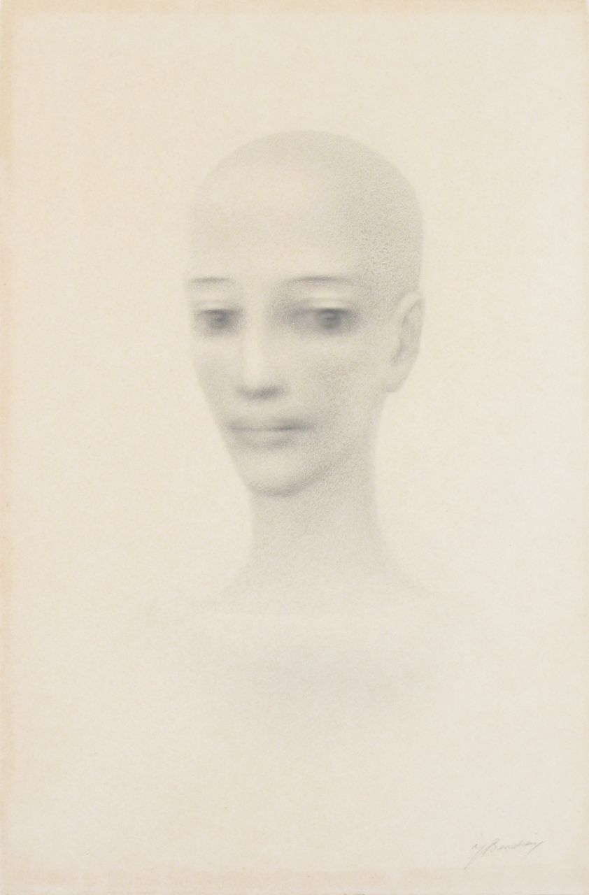 Bendien J.  | Jacob Bendien, A portait of a young woman, drawing on paper 44.0 x 29.0 cm