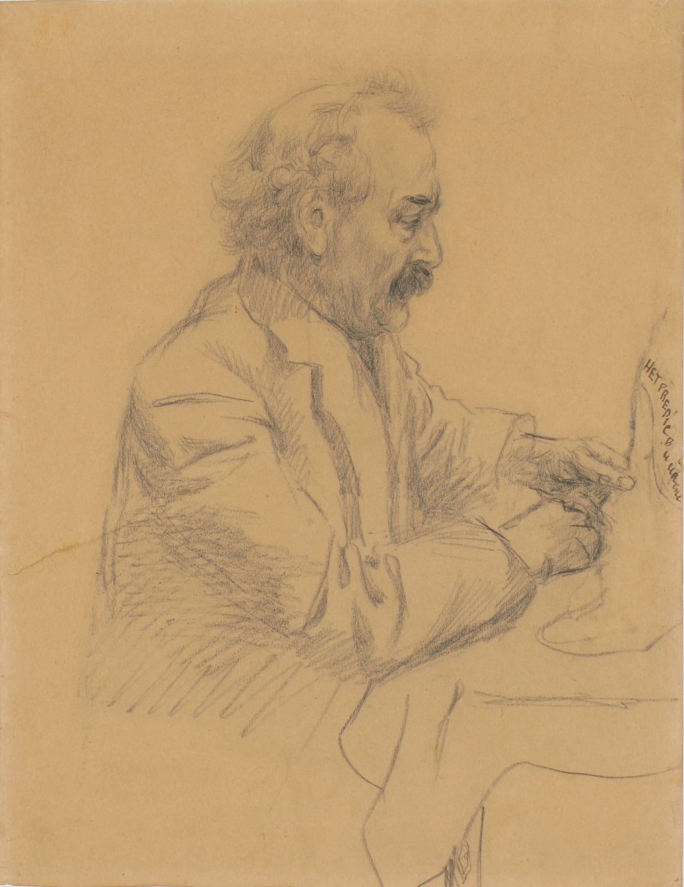 Bendien J.  | Jacob Bendien, Portrait of grandpa Bendien, drawing on paper 33.0 x 25.5 cm