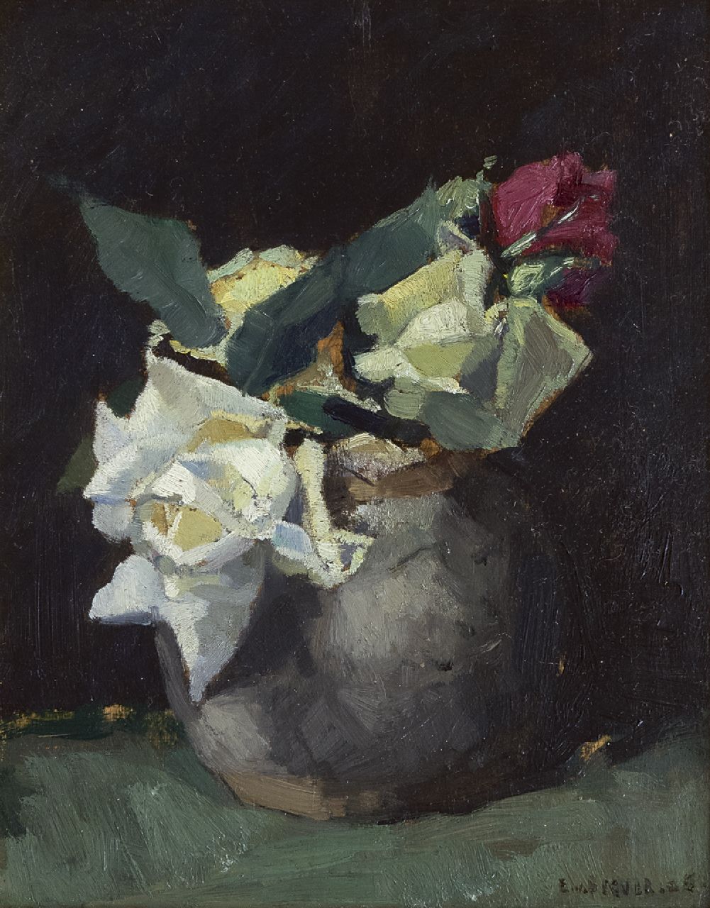 Beever E.S. van | 'Emanuël' Samson van Beever, Roses, oil on panel 24.0 x 18.7 cm, signed l.r.