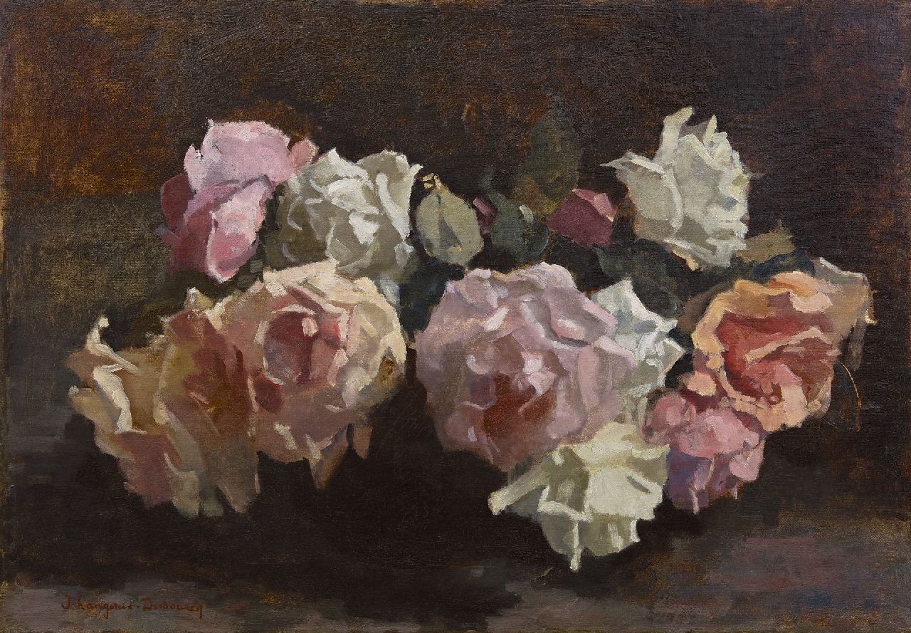 Ida Langeveld-Dubourcq | Roses, oil on canvas, 40.2 x 57.9 cm, signed l.l.