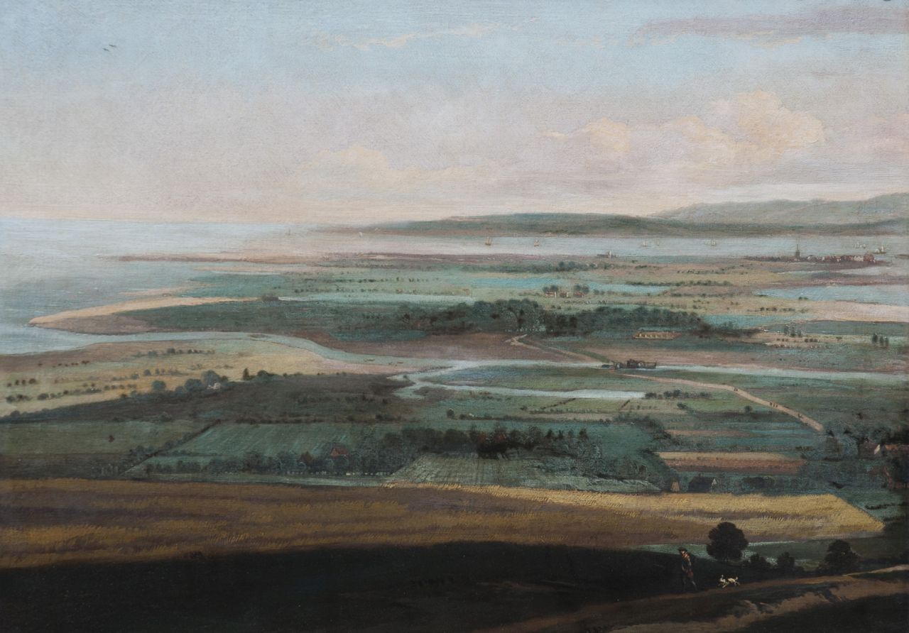 Haagen J.C. van der | Joris Cornelisz. van der Haagen, A panoramic landscape, possibly near Falmouth (Great-Britain), oil on canvas 55.1 x 75.5 cm