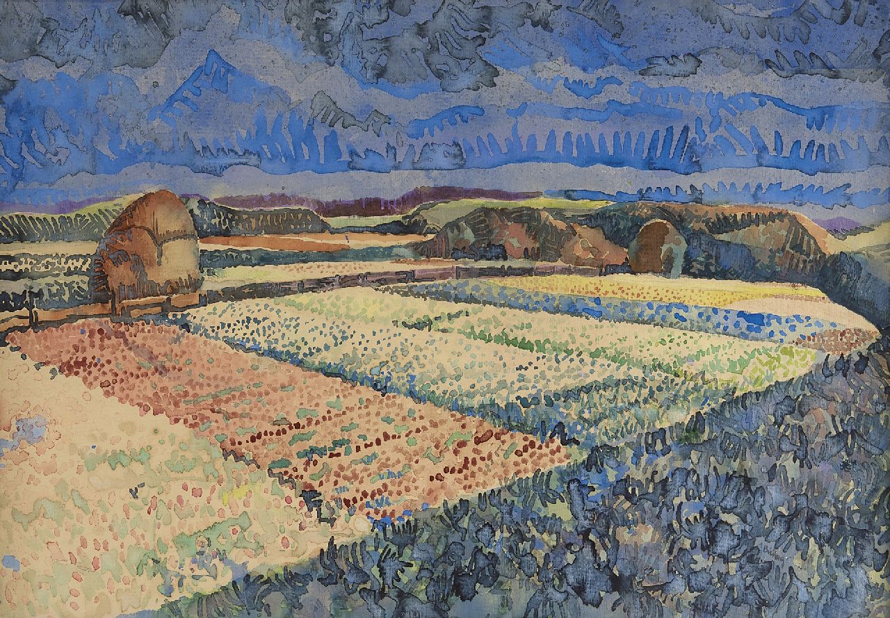 Bieling H.F.  | Hermann Friederich 'Herman' Bieling, Bulb fields, watercolour on paper 47.8 x 68.0 cm, signed l.r. and dated '26