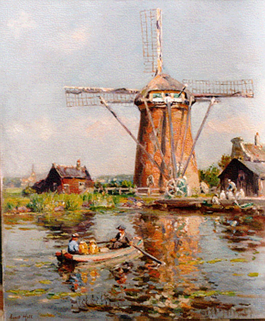 Moll E.  | Evert Moll, A windmill by Voorschoten, oil on canvas 60.0 x 50.0 cm, signed l.l.