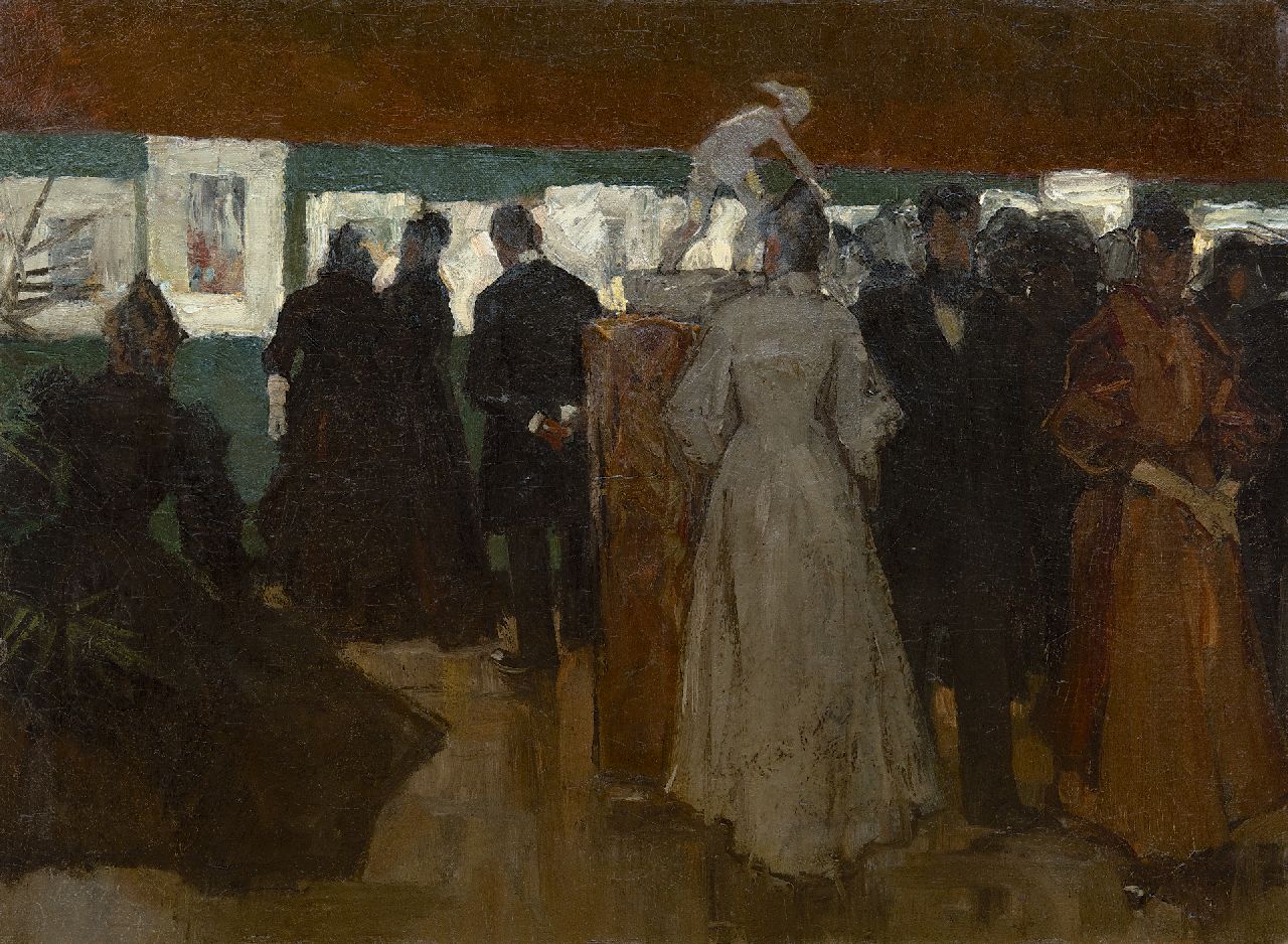 Floris Arntzenius | Exhibition in Pulchri Studio, The Hague, oil on canvas laid down on board, 45.2 x 59.8 cm, painted ca. 1895
