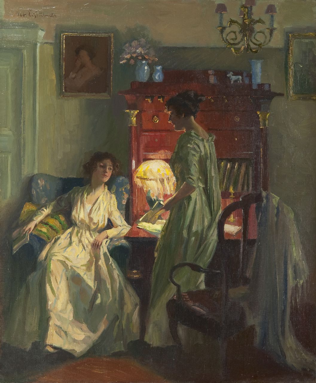 Stübner R.E.  | Robert Emil Stübner, In the boudoir, oil on canvas 86.2 x 71.3 cm, signed u.l.