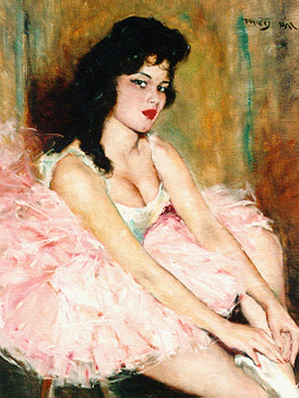 Fried P.  | Pal Fried, The showgirl Barbara, oil on canvas 76.5 x 61.2 cm, signed u.r.