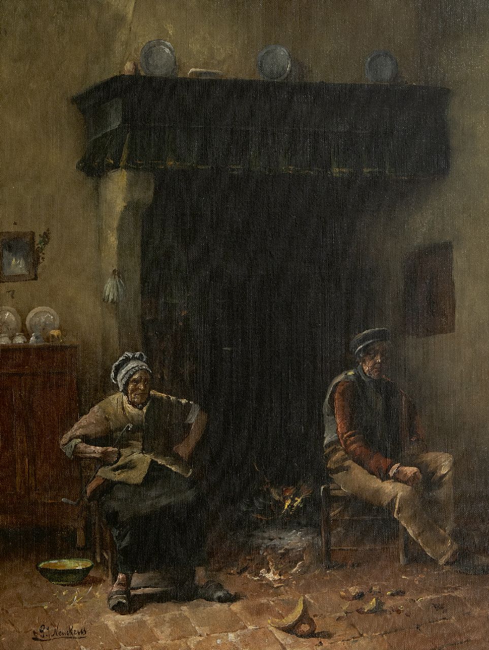 Pierre Jules Neuckens | The broken jar, oil on canvas, 48.7 x 39.2 cm, signed l.l.