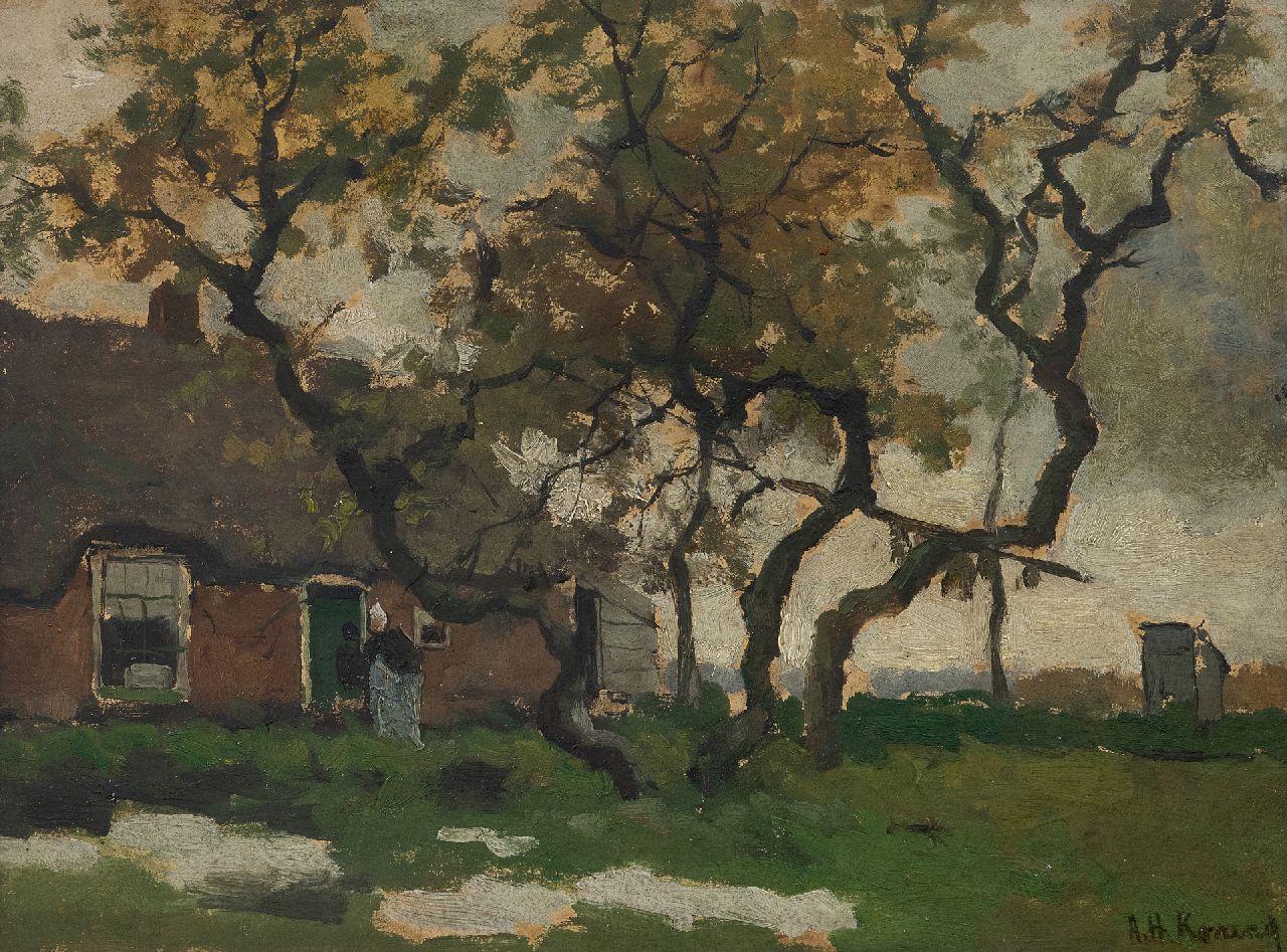 Koning A.H.  | 'Arnold' Hendrik Koning | Paintings offered for sale | Farmyard, oil on panel 31.4 x 41.7 cm, signed l.r.