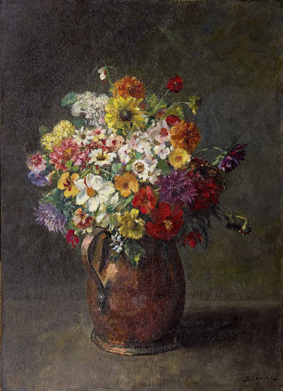 Lopes de Leao Laguna B.  | Baruch  Lopes de Leao Laguna, Summer flowers in a kopper jar, oil on canvas 74.3 x 53.6 cm, signed l.r.