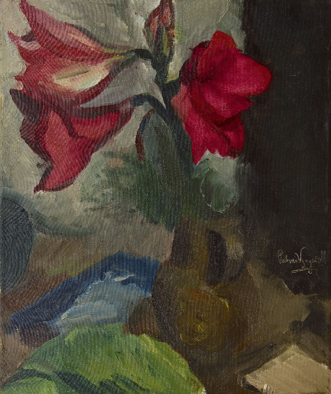 Wijngaerdt P.T. van | Petrus Theodorus 'Piet' van Wijngaerdt, Amaryllis, oil on canvas 60.0 x 50.6 cm, signed c.r.