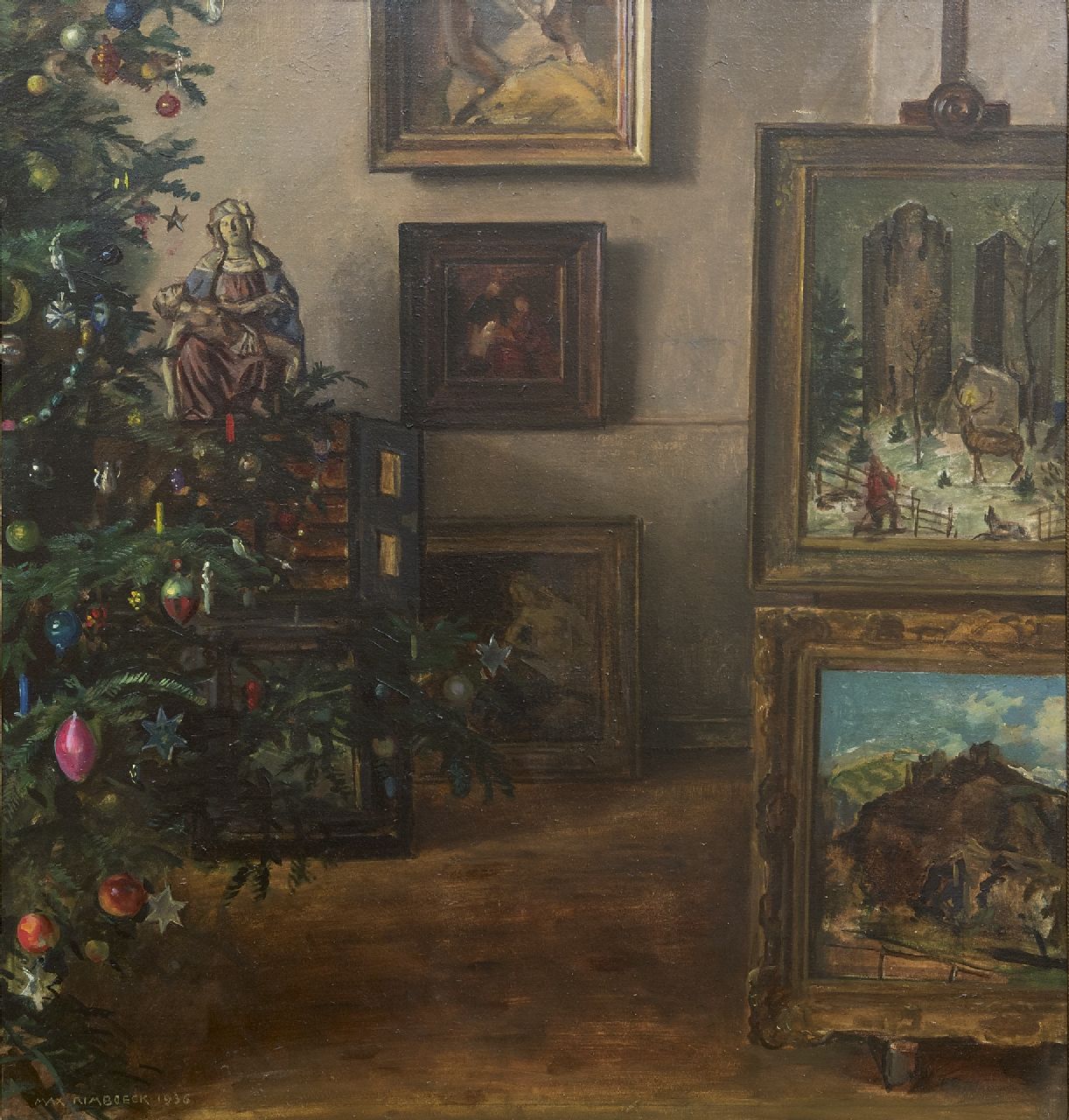 Rimböck M.  | Max Rimböck | Paintings offered for sale | A Christmas interior, oil on asbestos 61.3 x 58.3 cm, signed l.l. and dated 1936