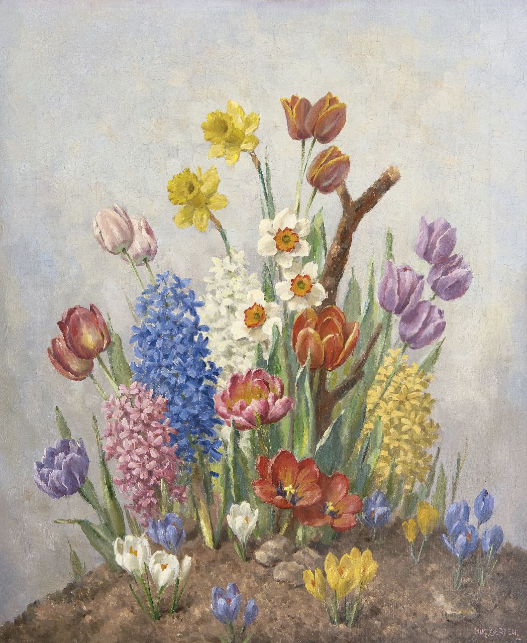 Berten H.H.  | Hermann 'Hugo' Berten, Spring flowers, oil on canvas 60.3 x 50.4 cm, signed l.r.