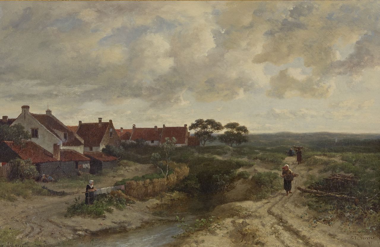 Verveer S.L.  | 'Salomon' Leonardus Verveer, Settlements in the dunes in Scheveningen, oil on canvas 39.0 x 61.0 cm, signed l.r. and dated '71