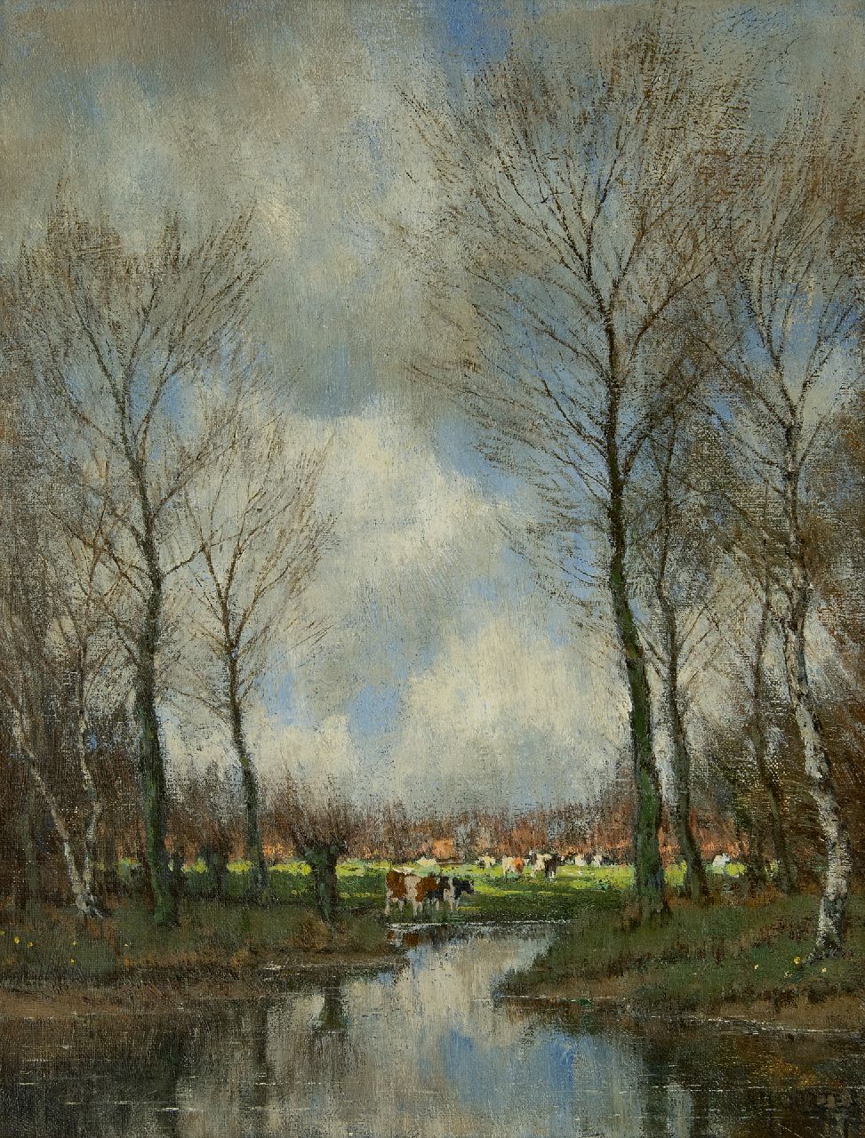 Gorter A.M.  | 'Arnold' Marc Gorter | Paintings offered for sale | Cows near the Vordense Beek, oil on canvas 42.2 x 32.6 cm, signed l.r. (twice)