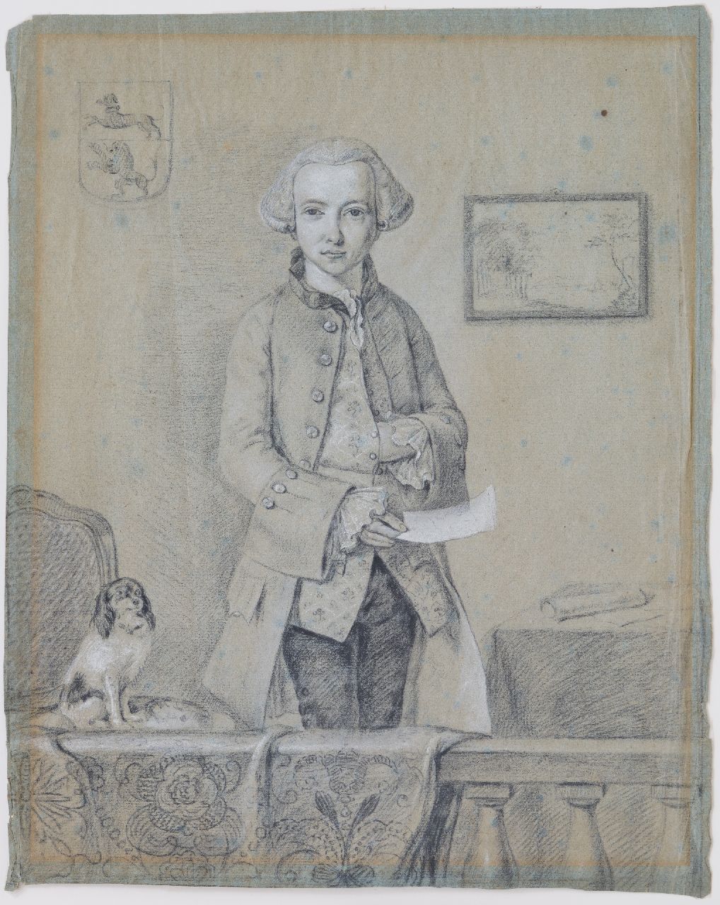 Jelgerhuis R.  | Rienk Jelgerhuis | Watercolours and drawings offered for sale | A Dutch patriot with a pamphlet, chalk on paper 38.2 x 31.0 cm, signed m.r. on holder (unreadable)