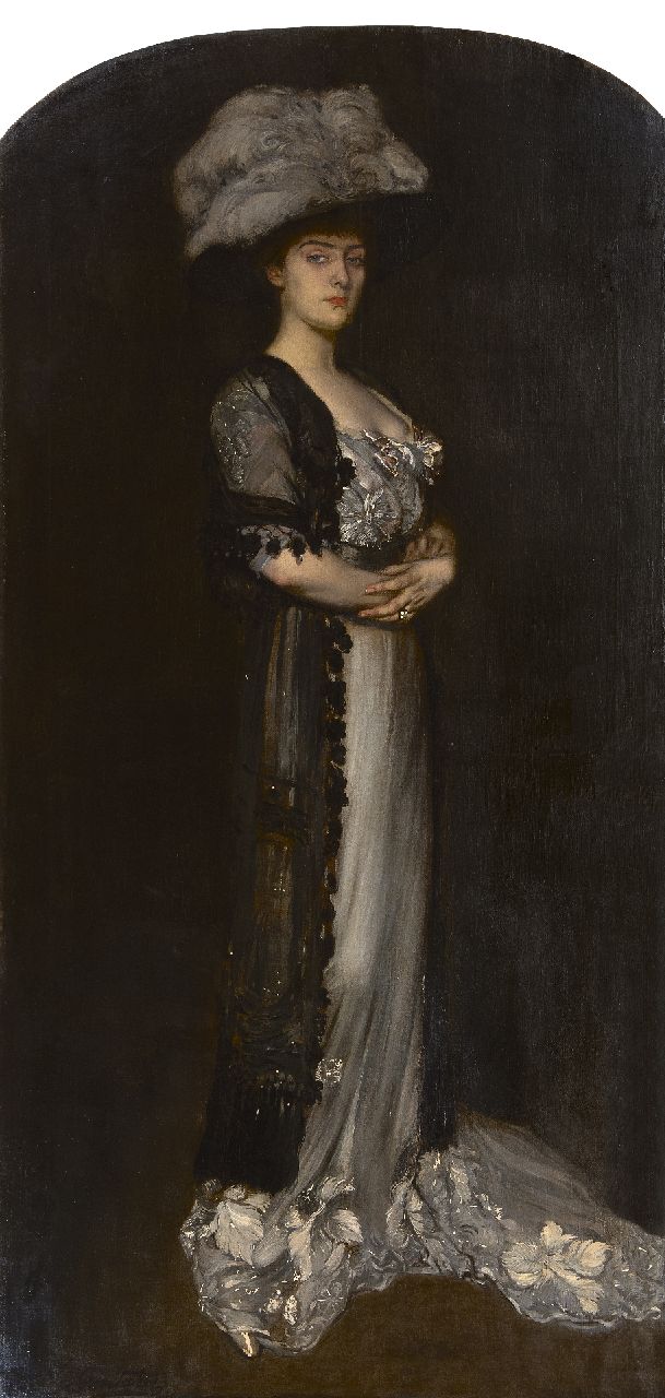Antonio de la Gandara | Portrait of lady Jean Puget, oil on canvas, 201.0 x 98.5 cm, signed l.l. and painted ca. 1910