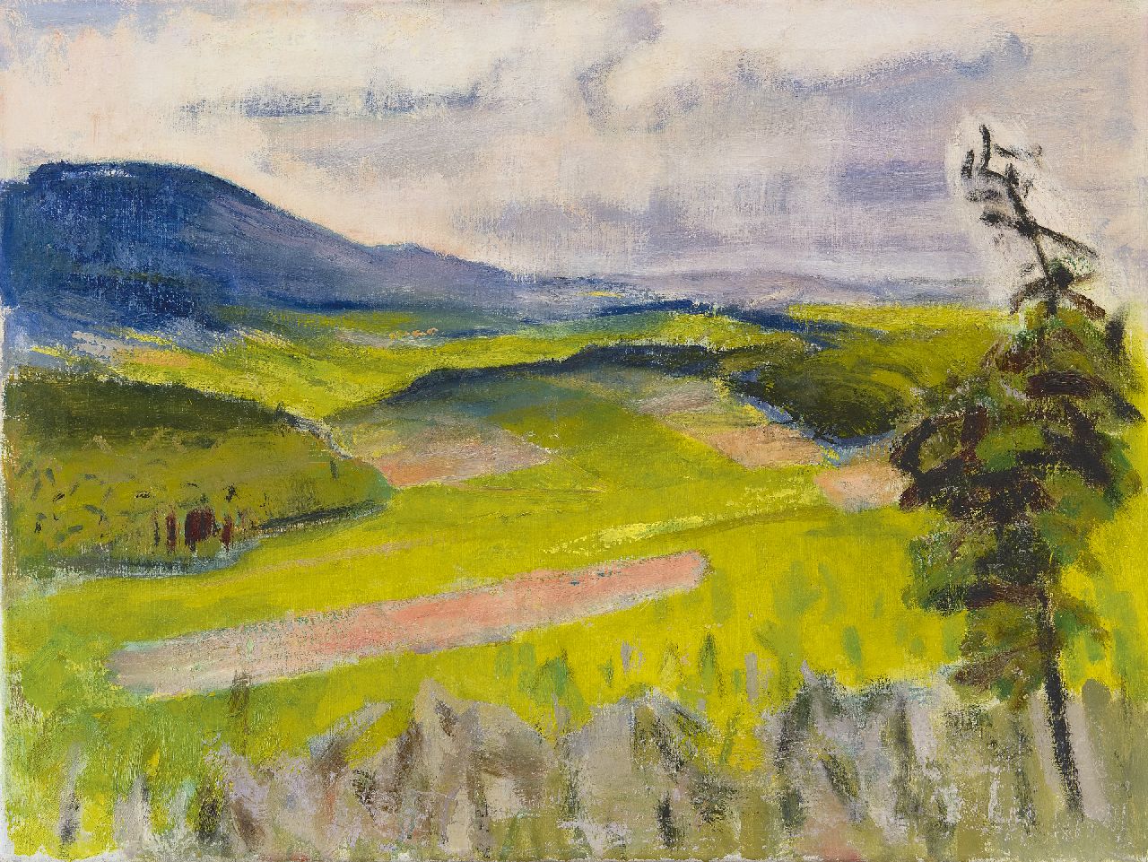 Altink J.  | Jan Altink, Landscape in the Weser Hills, oil on canvas 60.0 x 80.3 cm, painted ca. 1957