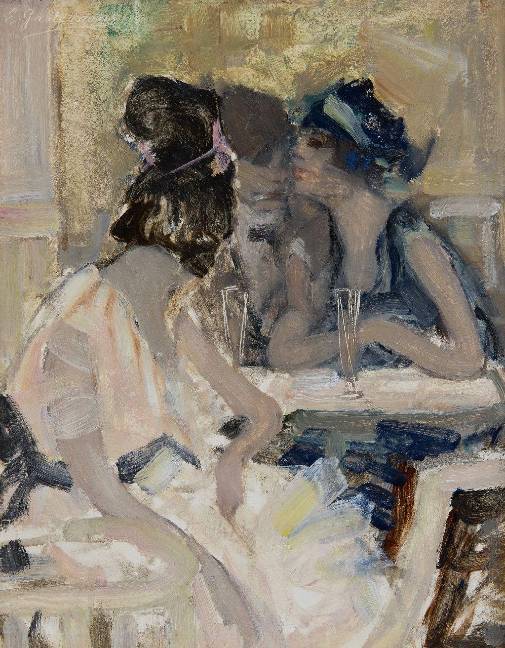 Emile Gastemans | Café scene, oil on board, 28.5 x 22.3 cm, signed u.l.