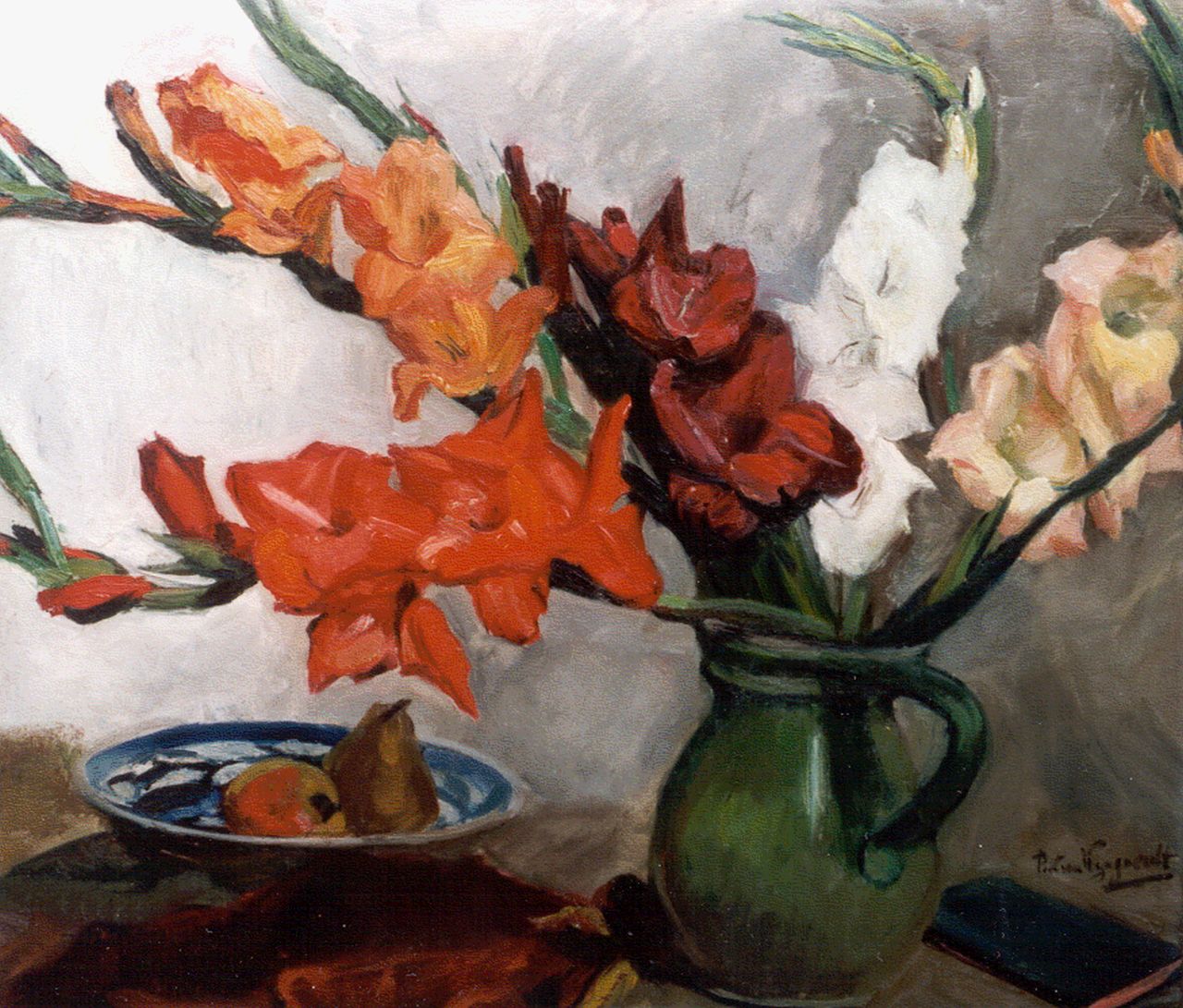 Wijngaerdt P.T. van | Petrus Theodorus 'Piet' van Wijngaerdt, Sword lilies, oil on canvas 70.0 x 80.0 cm, signed l.r.