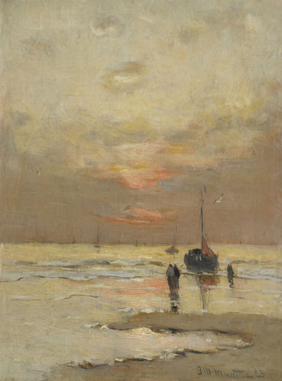 Munthe G.A.L.  | Gerhard Arij Ludwig 'Morgenstjerne' Munthe, At sunset, oil on painter's board 25.0 x 19.3 cm, signed l.r. and dated '23